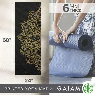 Gaiam 6mm Printed Yoga Mat for Comfort and Style