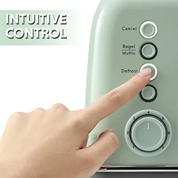 BUYDEEM DT620 Retro Toaster Extra Wide Slots 7-Shade Settings