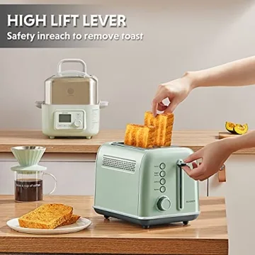 BUYDEEM DT620 Retro Toaster Extra Wide Slots 7-Shade Settings