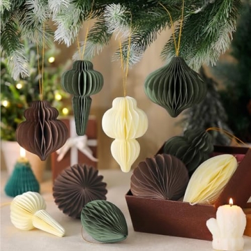 Moinchore 18 Pcs Christmas Paper Honeycomb Decorations Paper Hanging Ornament for Tree Christmas Tre...