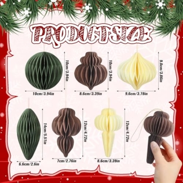 Moinchore Christmas Honeycomb Ornaments 18 Pcs