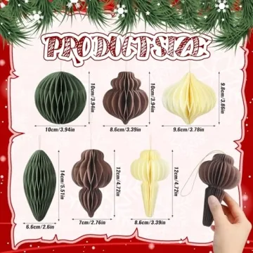 Moinchore Christmas Honeycomb Ornaments 18 Pcs