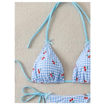 Women’s Y2K Gingham Tie Bow Bikini - Summer Beachwear