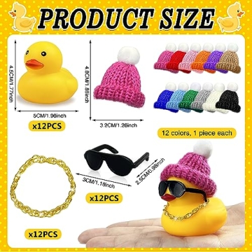 12 Piece Mini Ducks With Hats and Sunglasses for Parties