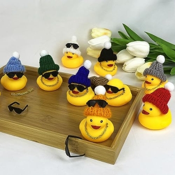 12 Piece Mini Ducks With Hats and Sunglasses for Parties