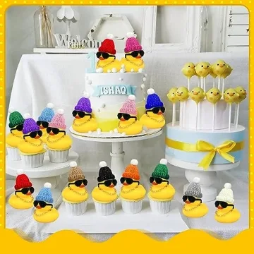 12 Piece Mini Ducks With Hats and Sunglasses for Parties