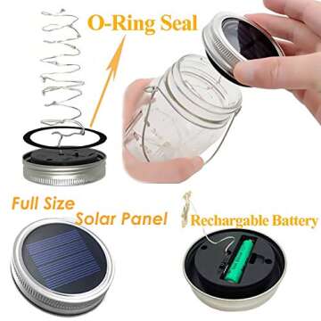 Solar Fairy Jar Lights,4 Pack 30 Led Mason Jar Decor Firefly Lights,for Outdoor Patio Garden Table Decorations Solar Lantern Mother's Day Gift(Mason Jars/Hangers Included)