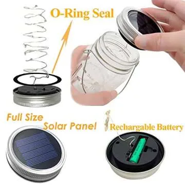 Solar Fairy Jar Lights,4 Pack 30 Led Mason Jar Decor Firefly Lights,for Outdoor Patio Garden Table Decorations Solar Lantern Mother's Day Gift(Mason Jars/Hangers Included)