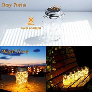 Solar Fairy Jar Lights,4 Pack 30 Led Mason Jar Decor Firefly Lights,for Outdoor Patio Garden Table Decorations Solar Lantern Mother's Day Gift(Mason Jars/Hangers Included)