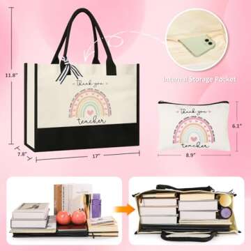 AYGE Teacher Gifts for Women - Thoughtful & Funny Gifts for Teachers with Practical Tote & Makeup Ba...