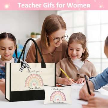 AYGE Teacher Gifts - Fun Tote & Makeup Bag Set for Teachers