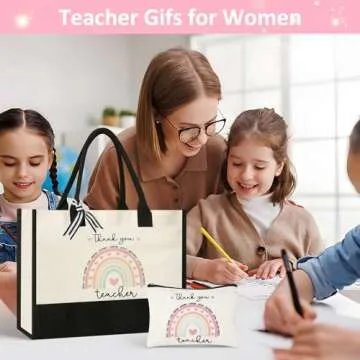 AYGE Teacher Gifts - Fun Tote & Makeup Bag Set for Teachers