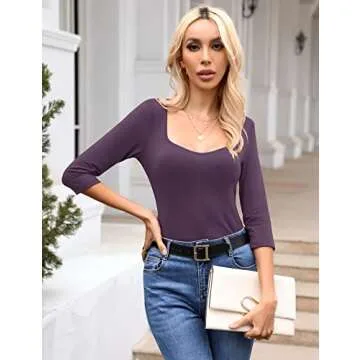 Micoson Women's Sweetheart Neckline Stretch Top - Stylish & Comfortable