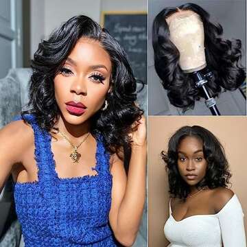 Ahaisy Glueless Bob Wig Human Hair Pre Plucked Pre Cut Wear and Go Body Wave Short Bob Lace Front Wi...
