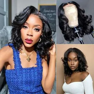 Ahaisy Glueless Bob Wig Human Hair Pre Plucked Pre Cut Wear and Go Body Wave Short Bob Lace Front Wi...