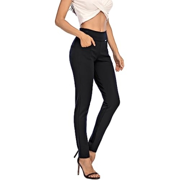 neezeelee Dress Pants for Women Comfort Stretch Slim Fit Leg Skinny High Waist Pull on Pants with Po...