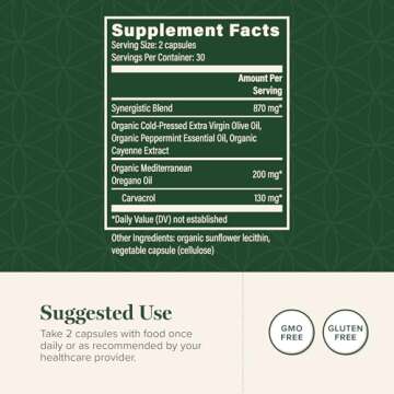 Global Healing Center - Oregano Oil Capsules with Organic Ingredients & Cayenne Pepper Extract, Oregano Capsules for Immune System Support, Respiratory Health, Digestion, Gas & Gut Wellness (60 Count)