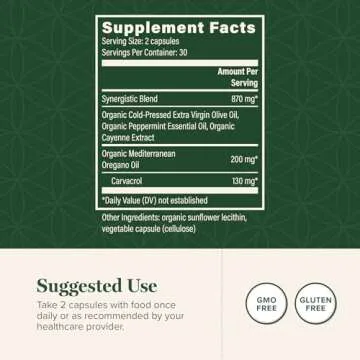 Global Healing Center - Oregano Oil Capsules with Organic Ingredients & Cayenne Pepper Extract, Oregano Capsules for Immune System Support, Respiratory Health, Digestion, Gas & Gut Wellness (60 Count)