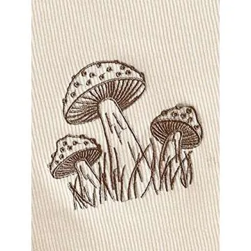 SweatyRocks Women's Graphic Print Round Neck T Shirt Short Sleeve Crop Tee Tops Mushroom Brown L