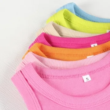 Artfish Neon Pink Sleeveless Crop Tank Top for Women