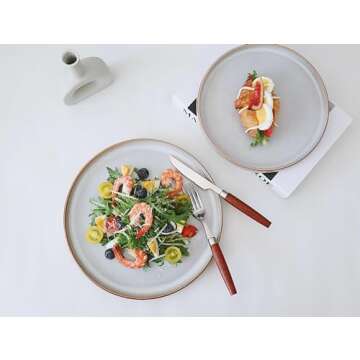 famiware Star Dinner Plates for 6, 10 inches Plate Set, Scratch Resistant, Stoneware Dinnerware, Kit...