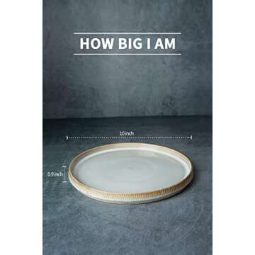 famiware Star Dinner Plates for 6, 10 inches Plate Set, Scratch Resistant, Stoneware Dinnerware, Kitchen Modern Rustic Serving Dishes, Cappuccino White