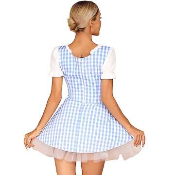 Lejafay Women Sexy French Maid Cosplay Costume Adult Halloween Party Maid Costume Fancy Dress Blue Small