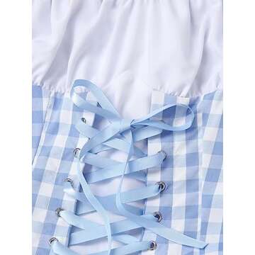 Lejafay Women Sexy French Maid Cosplay Costume Adult Halloween Party Maid Costume Fancy Dress Blue Small