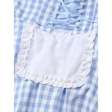 Lejafay Women Sexy French Maid Cosplay Costume Adult Halloween Party Maid Costume Fancy Dress Blue Small