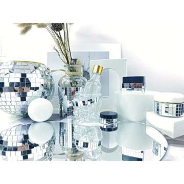 REDODECO 3500Pcs Real Glass Silver Mirrors Mosaic Tiles Sticker for Craft Square Glass Tiles Self Adhesive,5mm by 5mm (Silver, 3500PCS)