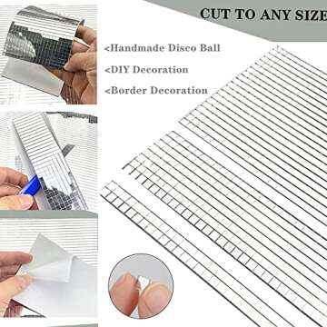 REDODECO 3500Pcs Real Glass Silver Mirrors Mosaic Tiles Sticker for Craft Square Glass Tiles Self Adhesive,5mm by 5mm (Silver, 3500PCS)