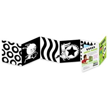 TummyTime(R): Animal Parade: A Sturdy Fold-out Book with Two Mirrors for Babies. One Side Has High-Color Images, the Other Has High-Contrast Black-and-White Images
