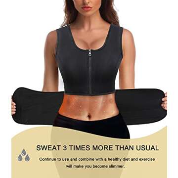 HOPLYNN Sauna Sweat Vest Waist Trainer Corset Trimmer Shaper Belt for Women, Neoprene Waist Cincher Stomach Tummy Shaper Black Medium