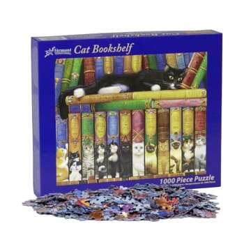 Cat Bookshelf Jigsaw Puzzle 1000 Piece by Vermont Christmas Company
