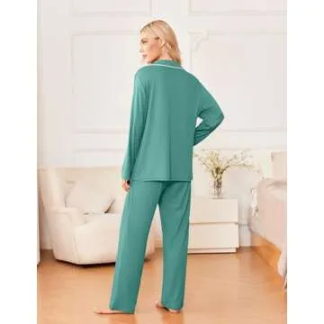 Ekouaer Women's Pajama Sets Soft Lounge Set in Aqua Green