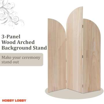 3-Panel Wooden Arch Backdrop Stand - Natural Finish Background Arch Stand for Weddings & Events - Ph...