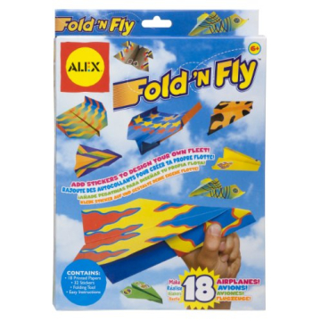 Fold N Fly Paper Airplanes Kit for Kids - 18 Colorful Designs