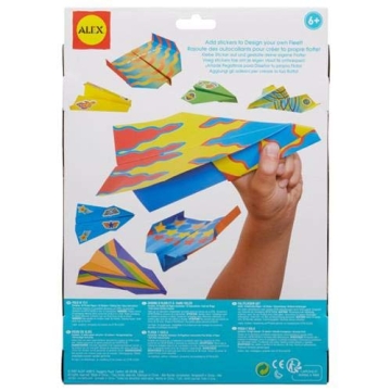 Fold N Fly Paper Airplanes Kit for Kids - 18 Colorful Designs