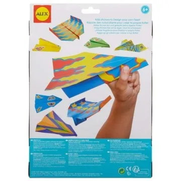 Fold N Fly Paper Airplanes Kit for Kids - 18 Colorful Designs