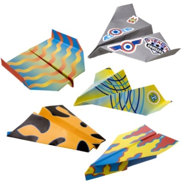 Fold N Fly Paper Airplanes Kit for Kids - 18 Colorful Designs