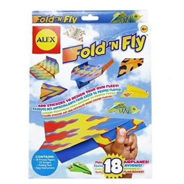 Fold N Fly Paper Airplanes Kit for Kids - 18 Colorful Designs