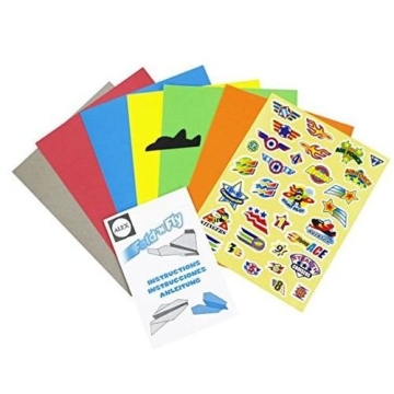 Fold N Fly Paper Airplanes Kit for Kids - 18 Colorful Designs