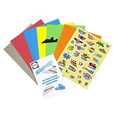 Fold N Fly Paper Airplanes Kit for Kids - 18 Colorful Designs
