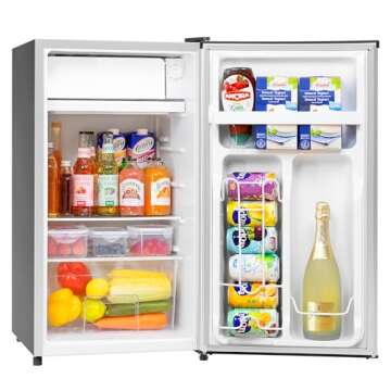 Manastin Mini Fridge with Freezer, 3.2Cu.Ft, Single Door Small Refrigerator, Energy-Efficient, Low N...