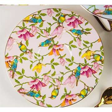 8 Ounces Teacup and Saucers Set Vintage Floral Tea Cups Set Bone China TeaCups Coffee Tea Cup for Te...