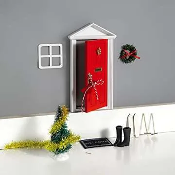 Wooden Miniature Magical Door for Fairies Special Entry Red