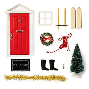 Wooden Miniature Magical Door for Fairies Special Entry Red