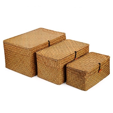Stylish DOKOT Woven Seagrass Storage Bins Set of 3