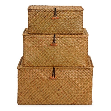 Stylish DOKOT Woven Seagrass Storage Bins Set of 3