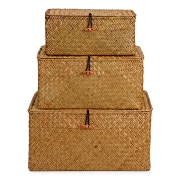 Stylish DOKOT Woven Seagrass Storage Bins Set of 3